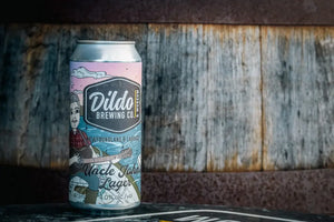 Funny-looking can of Dildo Brewing Co. Uncle John's Lager, featuring unique and playful design.